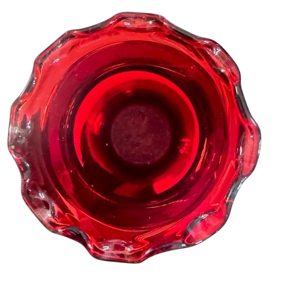 🎈Vintage Anchor Hocking Royal Ruby Ruffle Posy Bud Vase - Picture 7 of 7